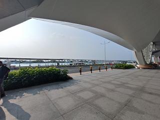 View of the adjacent piers from Terminal 1 of Velana Airport